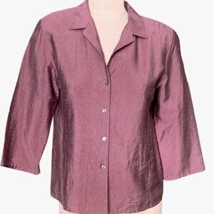 J. Jill Silk Button Front/Peplum Back Jacket Top Sz 6P Mauve 98E